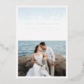 Invitation En Aluminium 2 Photo & Silver Script Seaside Beach Wedding (Recto)