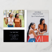 Invitation En Aluminium 2 Photos Graduates Simple Graduation Real (Recto)
