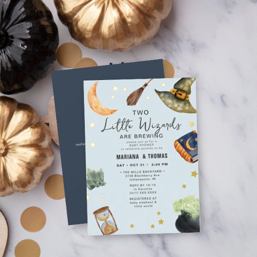 Invitation En Aluminium 2 sorciers brasser jumeaux garçons Baby shower d'H