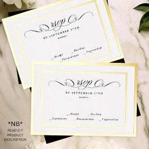 Invitation En Aluminium 2 X RSVP DIY Cadre Formel Or Réponse Mariage