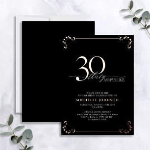 Invitation En Aluminium 30 ans et fabuleux Anniversaire Calligraphie Rose