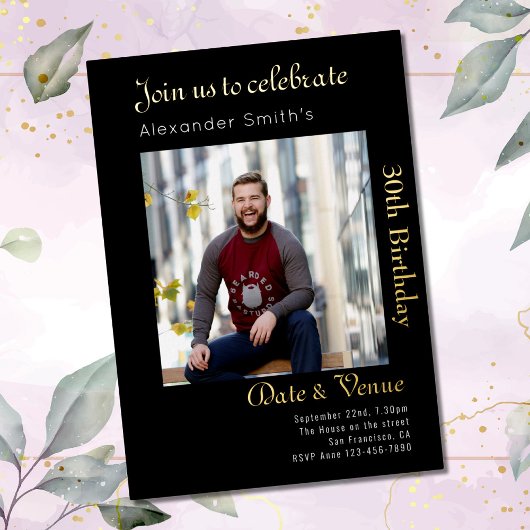 Invitation En Aluminium 30e anniversaire Black Gold