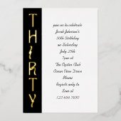 Invitation En Aluminium 30e anniversaire écrit à la main Noir Blanc et Or (Recto)