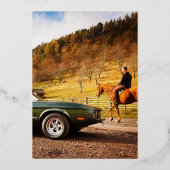 Invitation En Aluminium 30e anniversaire fête bleu feuille d'or photo (Verso)