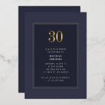 Invitation En Aluminium 30e anniversaire Minimal Elegant Dark Gold Frame<br><div class="desc">30e anniversaire Minimal Elégant noir violet gris or cadre Foil Anniversaire Fête Invitation</div>