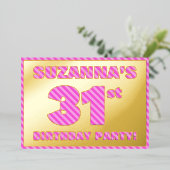 Invitation En Aluminium 31e fête d'anniversaire — Audacieux, amusant, rose (Debout devant)
