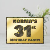 Invitation En Aluminium 31e fête d'anniversaire — Gras, Faux Wood Grain Te (Debout devant)