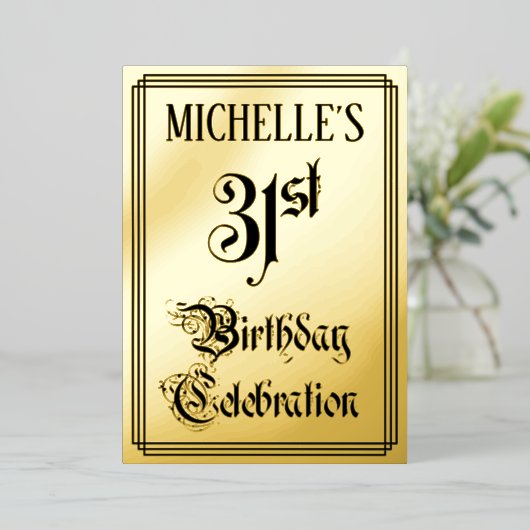 Invitation En Aluminium 31e fête d'anniversaire — Script élégant + Nom per (Debout devant)