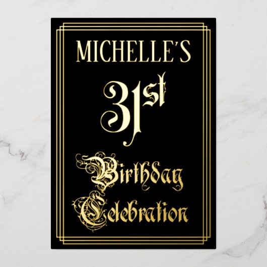 Invitation En Aluminium 31e fête d'anniversaire — Script fantaisie et nom (Recto)