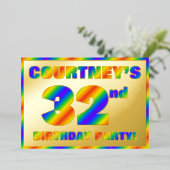Invitation En Aluminium 32e fête d'anniversaire — Amusant, Rainbow Spectru (Debout devant)