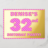 Invitation En Aluminium 32e fête d'anniversaire — Audacieux, amusant, rose (Recto)