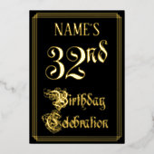 Invitation En Aluminium 32e fête d'anniversaire — Script fantaisie et nom  (Recto)