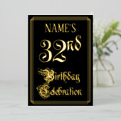 Invitation En Aluminium 32e fête d'anniversaire — Script fantaisie et nom  (Debout devant)