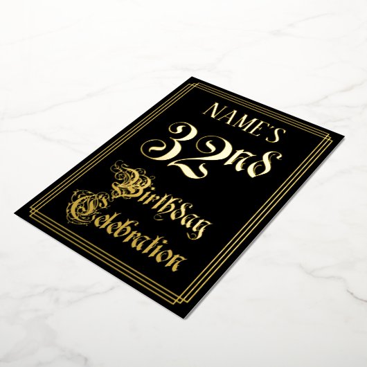 Invitation En Aluminium 32e fête d'anniversaire — Script fantaisie et nom (Rotation)