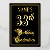 Invitation En Aluminium 33e fête d'anniversaire — Script fantaisie et nom  (Recto)