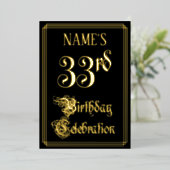 Invitation En Aluminium 33e fête d'anniversaire — Script fantaisie et nom  (Debout devant)