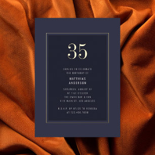 Invitation En Aluminium 35e anniversaire minimal élégant cadre d'or foncé