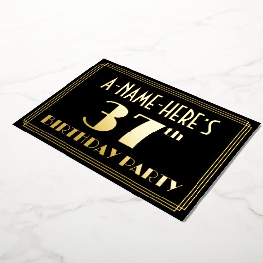 Invitation En Aluminium 37e fête d'anniversaire : Art Déco Look "37", avec (Rotation)