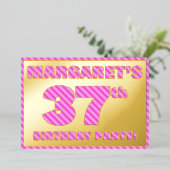 Invitation En Aluminium 37e fête d'anniversaire — Gras, amusant, rose rayu (Debout devant)