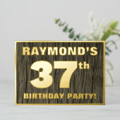 Invitation En Aluminium 37e fête d'anniversaire : Gras, Motif du grain de  (Debout devant)