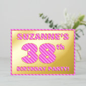 Invitation En Aluminium 38e fête d'anniversaire — Gras, amusant, rose rayu (Debout devant)