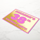 Invitation En Aluminium 38e fête d'anniversaire — Gras, amusant, rose rayu (Rotation)