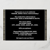 Invitation En Aluminium 39e fête d'anniversaire : Bold, Motif de céréales (Verso)