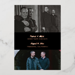 Invitation En Aluminium 3 photo couleur personnalisée noir Enregistrer la 