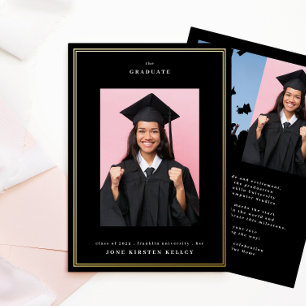 Invitation En Aluminium 3 Photo Custom School Formal Gold Frames Graduate