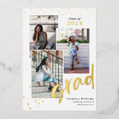 Invitation En Aluminium 3 Photo Elegant Chic Foil Annonces De Graduation (Recto)