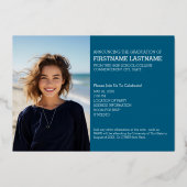 Invitation En Aluminium 3 Photo Graduation Party Modern Script Gold (Verso)