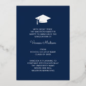 Invitation En Aluminium 3 Photo Script Navy Blue Grad Announcement (Verso)