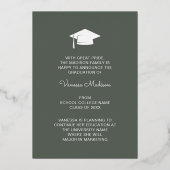 Invitation En Aluminium 3 Photo Script Sage Green Grad Announcement (Verso)