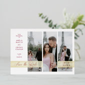 Invitation En Aluminium 3 Photos Collage Fancy Élégant Script (Debout devant)