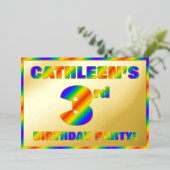 Invitation En Aluminium 3e fête d'anniversaire — Amusant, Rainbow Spectrum (Debout devant)