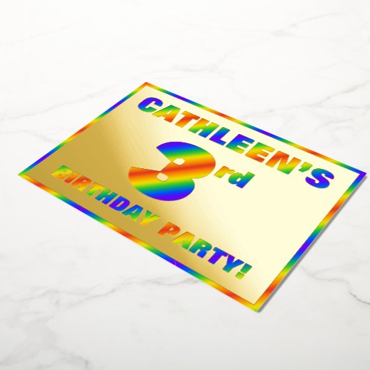 Invitation En Aluminium 3e fête d'anniversaire — Amusant, Rainbow Spectrum (Rotation)