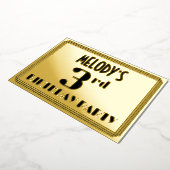 Invitation En Aluminium 3e fête d'anniversaire : Art Déco Look "3" et nom (Rotation)