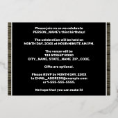 Invitation En Aluminium 3e fête d'anniversaire : Bold, Motif de céréales F (Verso)