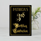 Invitation En Aluminium 3e fête d'anniversaire — Script fantaisie et nom p (Debout devant)