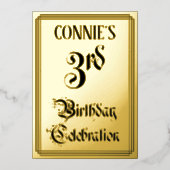 Invitation En Aluminium 3ème fête d'anniversaire — Script élégant + Nom pe (Recto)