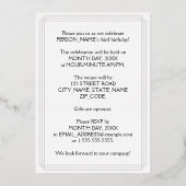 Invitation En Aluminium 3ème fête d'anniversaire — Script élégant + Nom pe (Verso)