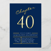 Invitation En Aluminium 40 Blue 40th Birthday Party Gold (Recto)