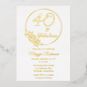 Invitation En Aluminium 40 et fabuleuse fête du 40e anniversaire bloquée (Recto)