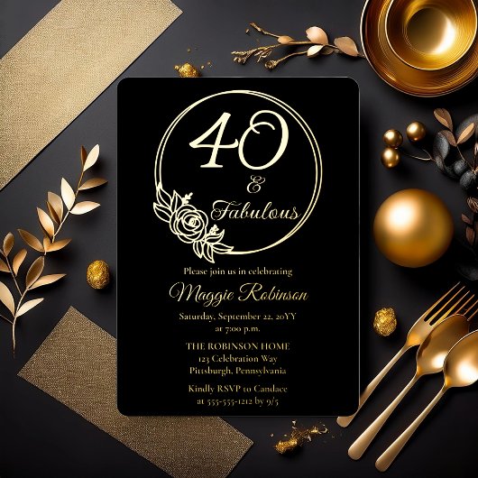 Invitation En Aluminium 40 et fabuleuse fête du 40e anniversaire bloquée