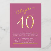 Invitation En Aluminium 40 Rose 40e Anniversaire de fête Or (Recto)