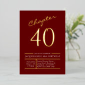 Invitation En Aluminium 40 Rouge 40e Anniversaire Gold (Debout devant)