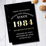 Invitation En Aluminium 40e anniversaire 1984 Black Gold Personnalisé Pour<br><div class="desc">Elégant Black and Gold Foil Invitation 40e anniversaire - Créez votre propre design personnalisé. La préparation d'une célébration remarquable commence par l'invitation parfaite. Notre élégante invitation au 40e anniversaire noir et or est le choix parfait pour cet événement marquant. Baignée de noir pour une touche de sophistication et ornée d'or...</div>