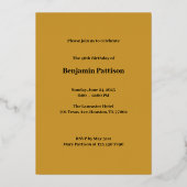 Invitation En Aluminium 40e anniversaire, année modifiable, pour lui (Verso)