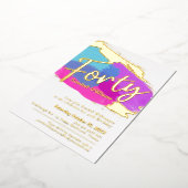 Invitation En Aluminium 40e anniversaire fête feuille d'or photo art abstr (Rotation)