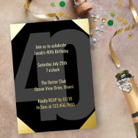 40e anniversaire luxueux noir et or gras